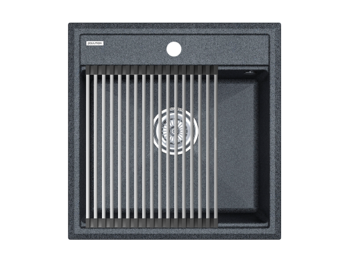 Кухонная мойка + коландер Paulmark PM115051-DG+R375-BS 50х50 цвет серый